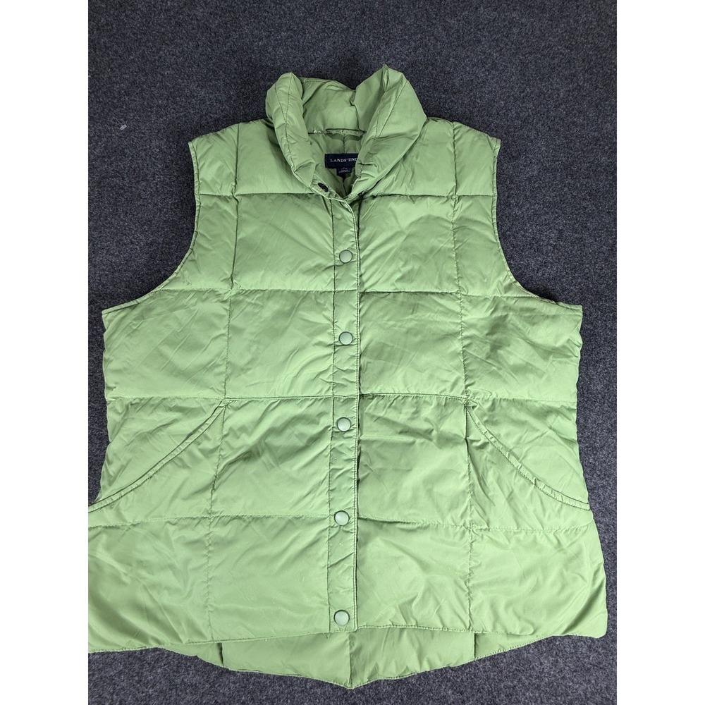 Lands End Puffer Vest Green Goose Down Kids Size L‎ 14-16 Vibrant Outdoor
